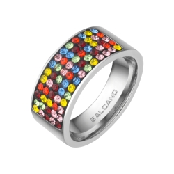 BALCANO - Mira / Polierter Edelstahl Ring mit Glänzenden Kristallen