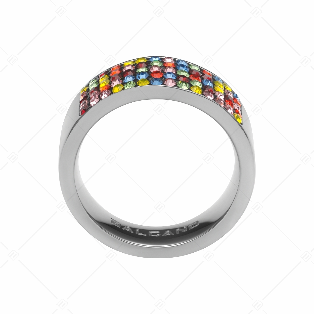 BALCANO - Mira / Polished stainless steel ring with sparkling crystals (041001BC89)