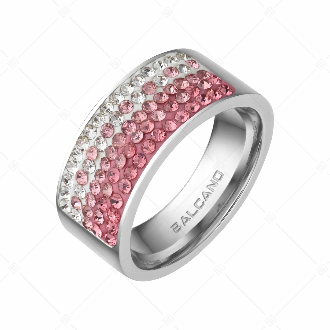 BALCANO - Mira / Polierter Edelstahl Ring mit Glänzenden Kristallen (041001BC92)