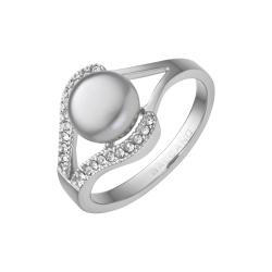 BALCANO - Stilla / Stainless Steel Shell Bead Ring With Cubic Zirconia Gemstones