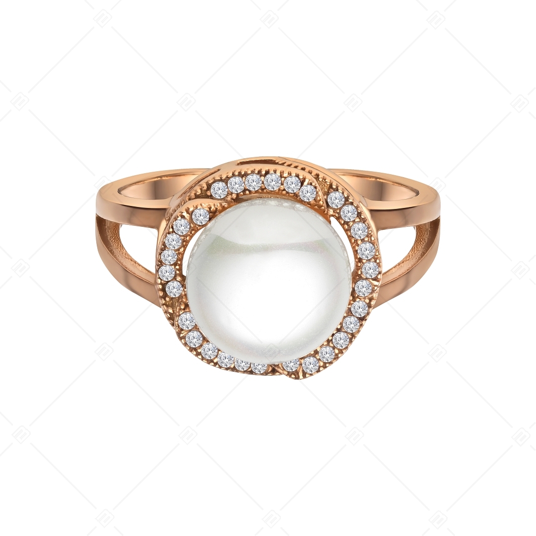 BALCANO - Serena / Belle bague en perles de coquillage avec plaqué or rose 18K et pierres précieuses zirconium (041103BC00)