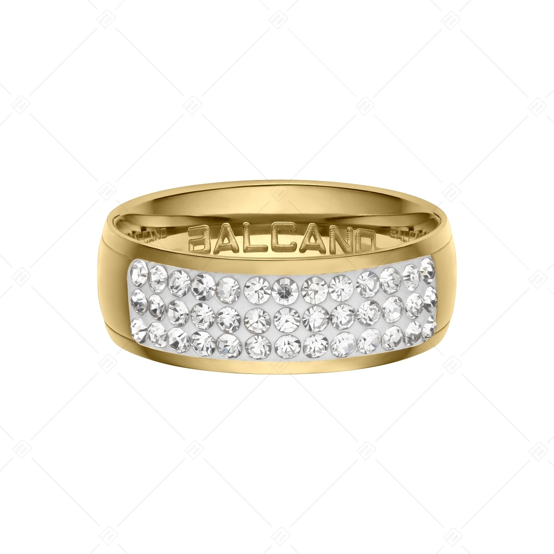 BALCANO - Giulia / 18K Gold Plated Stainless Steel Ring With Sparkling Crystals (041105BC88)