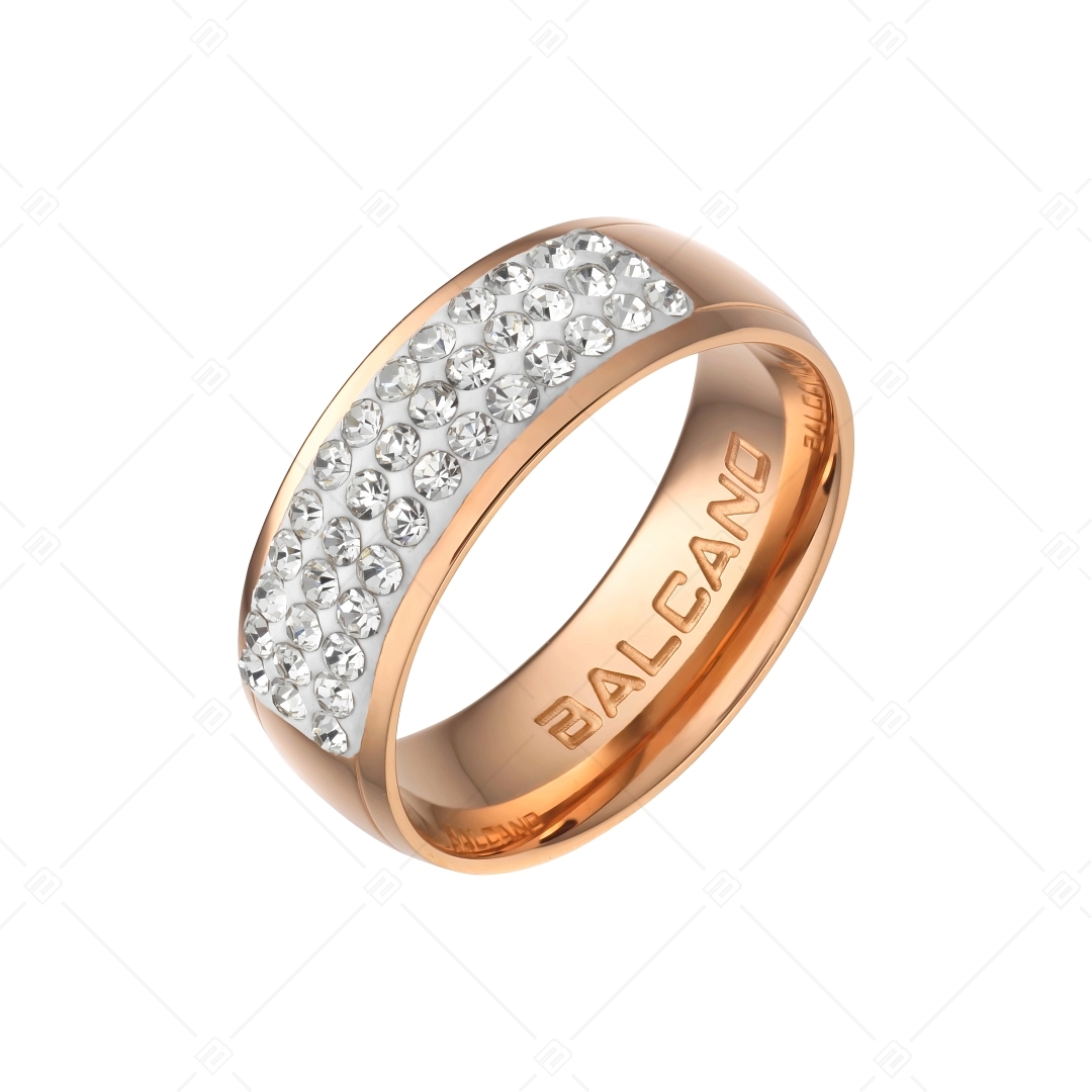 BALCANO - Giulia / 18K Rosévergoldeter Edelstahl Ring mit Glänzenden Kristallen (041105BC96)