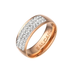 BALCANO - Giulia / 18K Rosévergoldeter Edelstahl Ring mit Glänzenden Kristallen