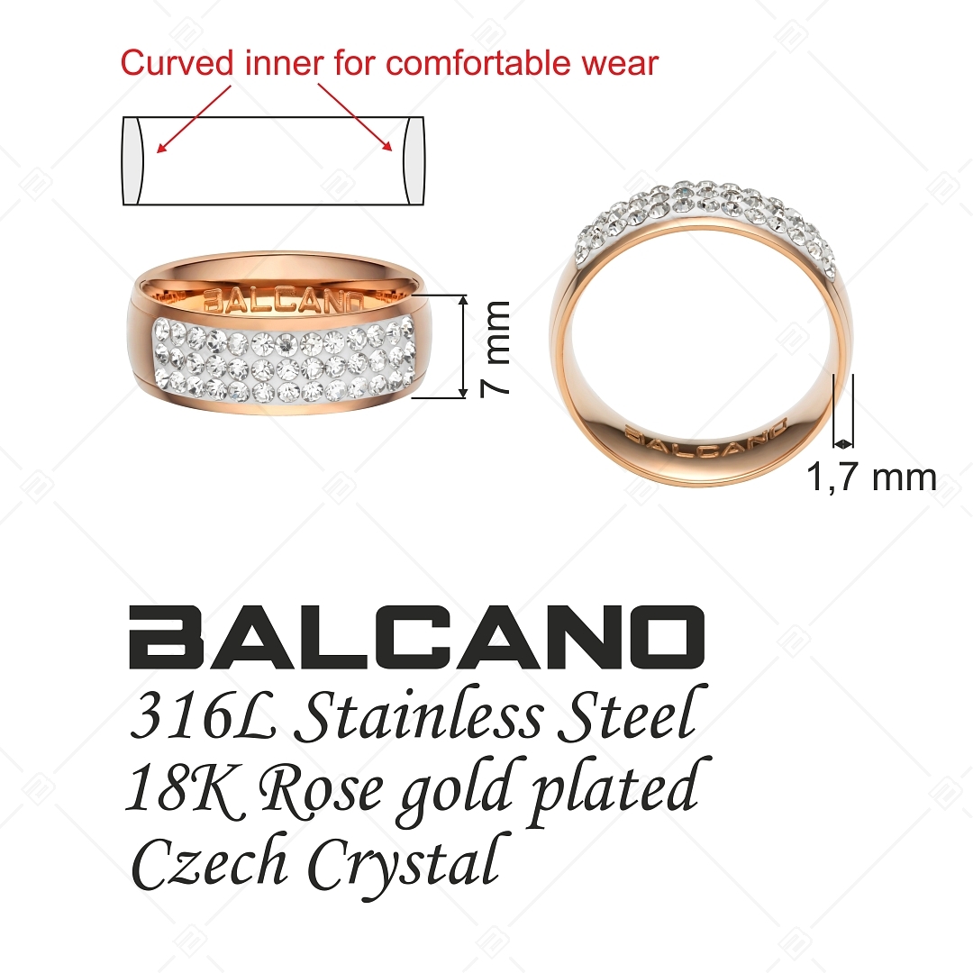 BALCANO - Giulia / 18K Rosévergoldeter Edelstahl Ring mit Glänzenden Kristallen (041105BC96)