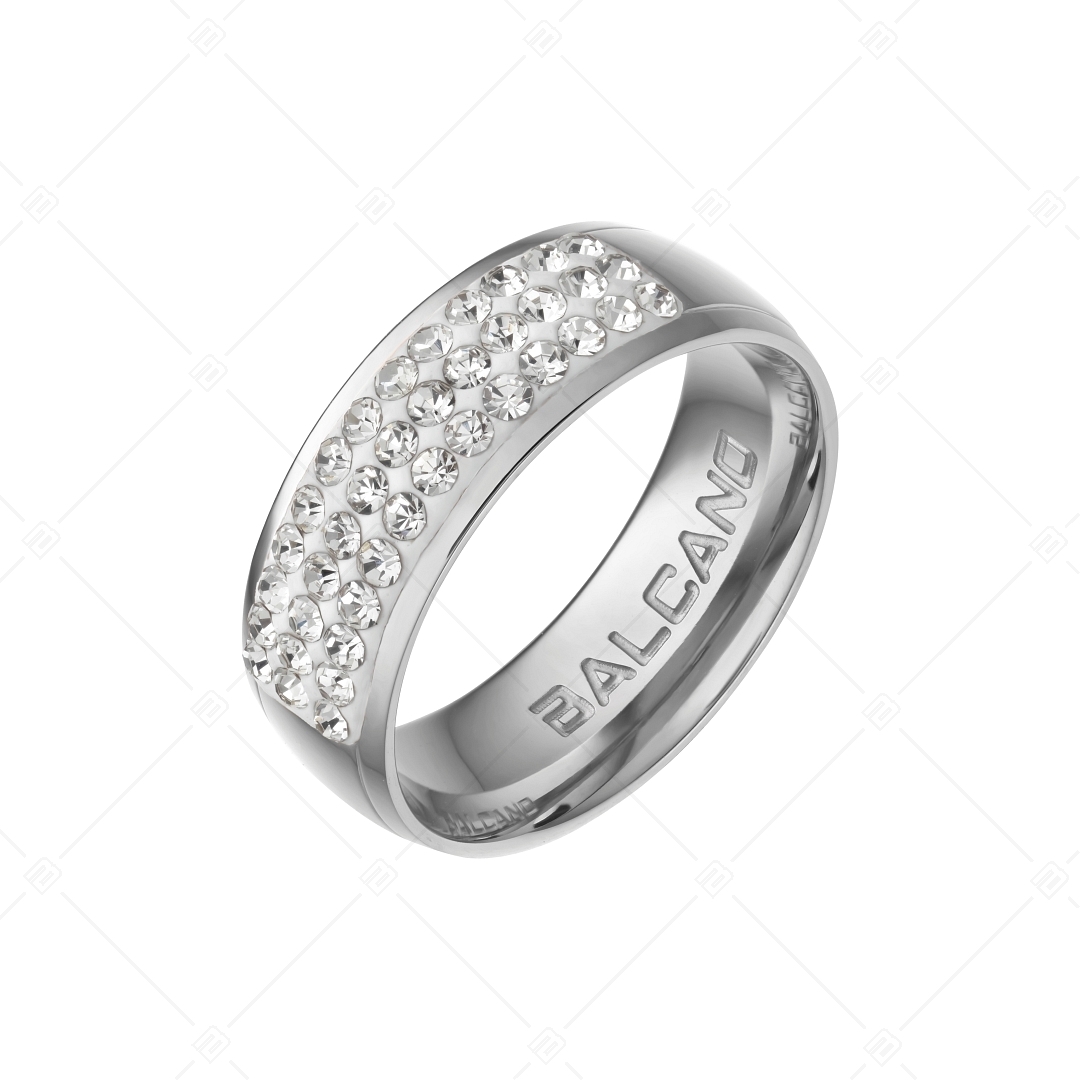 BALCANO - Giulia / Hochglanzpolierter Edelstahl Ring mit Glänzenden Kristallen (041105BC97)
