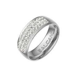 BALCANO - Giulia / Hochglanzpolierter Edelstahl Ring mit Glänzenden Kristallen