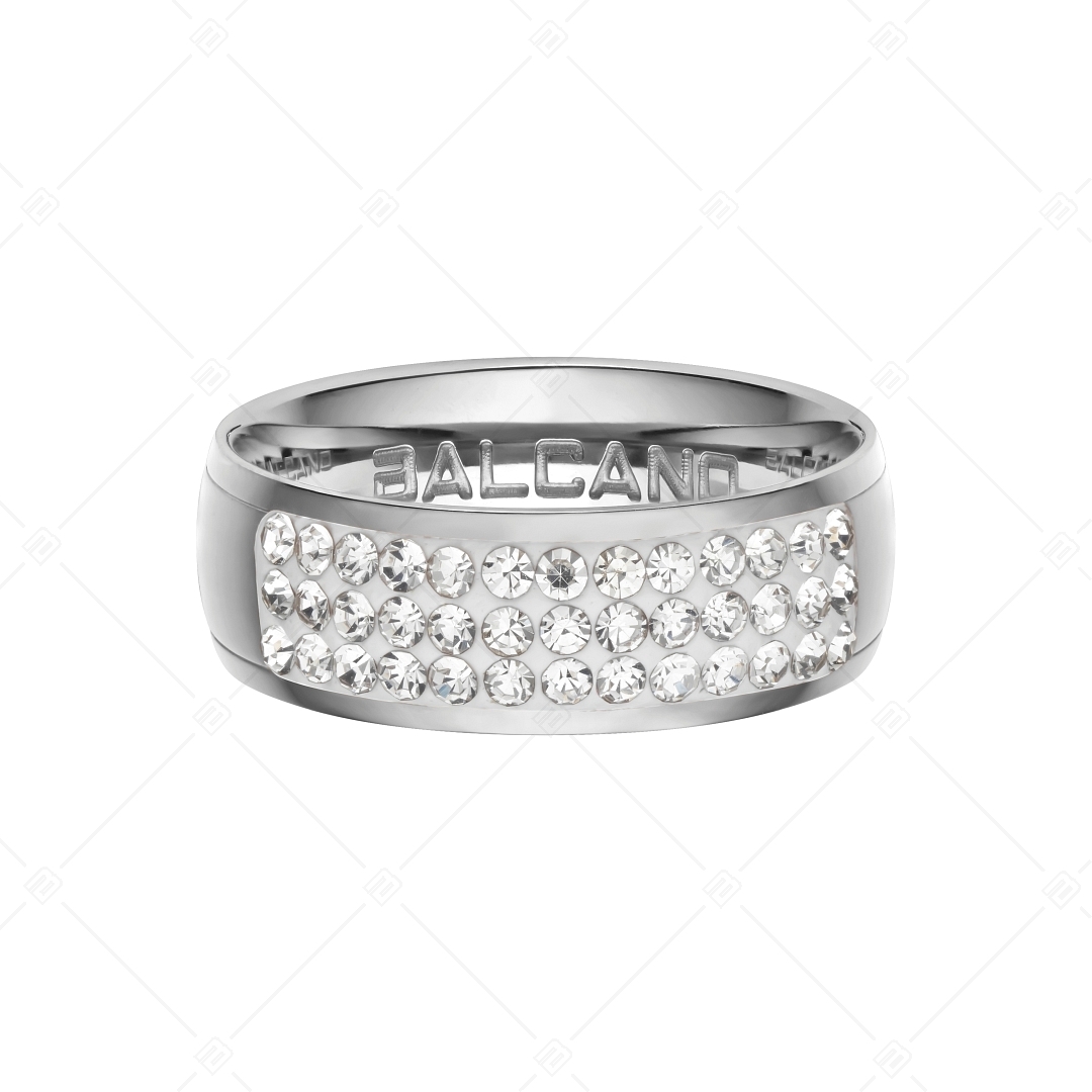 BALCANO - Giulia / Hochglanzpolierter Edelstahl Ring mit Glänzenden Kristallen (041105BC97)