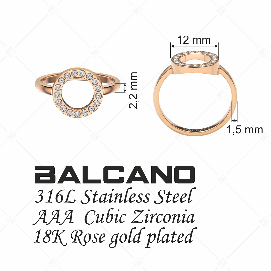 BALCANO - Veronic / Bague à tête ronde en plaqué or rose 18K avec pierres précieuses zirconium (041106BC96)