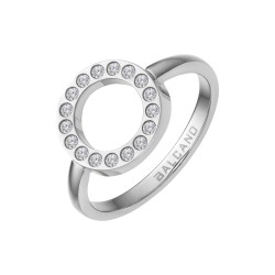 BALCANO - Veronic / Spiegelglanzpolierter Edelstahl Ring mit rundem Kopf und Zirkonia Edelsteinen