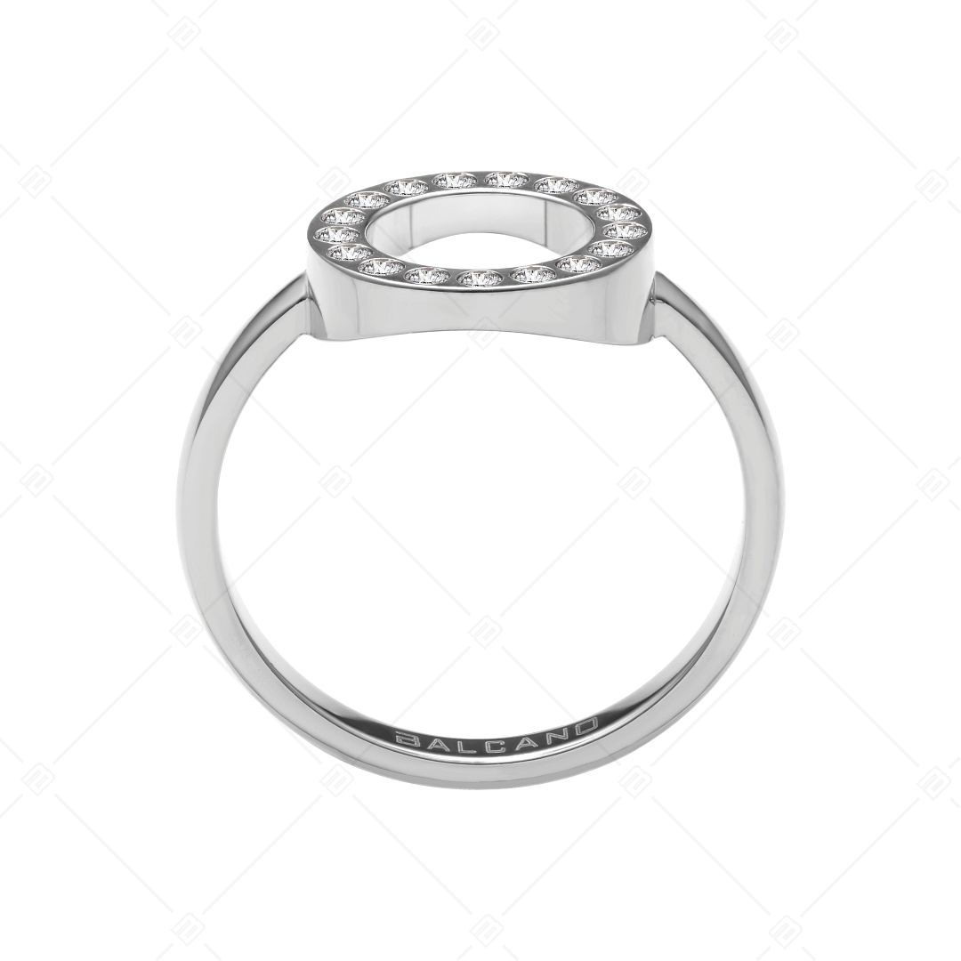 BALCANO - Veronic / Spiegelglanzpolierter Edelstahl Ring mit rundem Kopf und Zirkonia Edelsteinen (041106BC97)