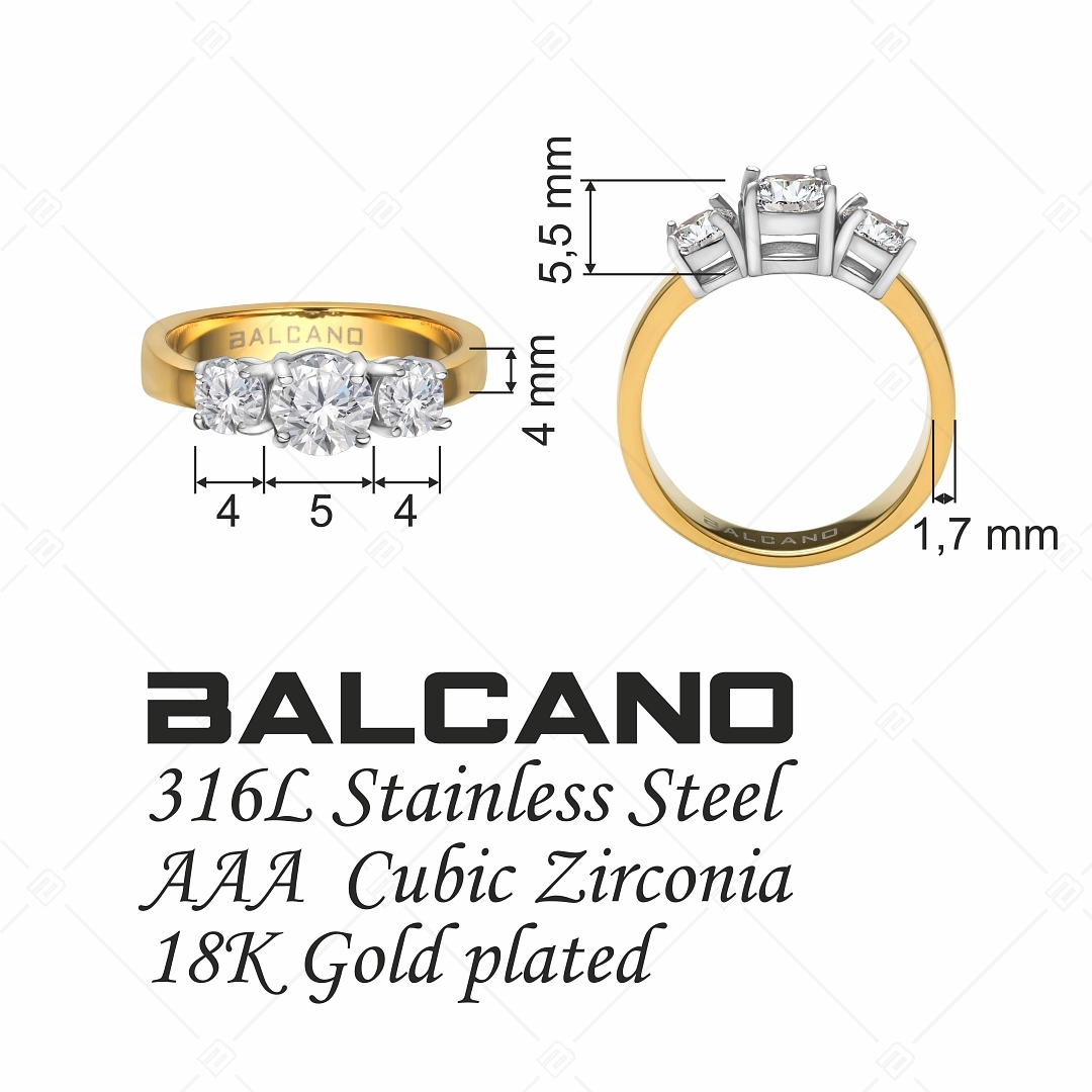 BALCANO - Regina / Three cubic zirconia gemstone ring in crown setting (041107BC88)
