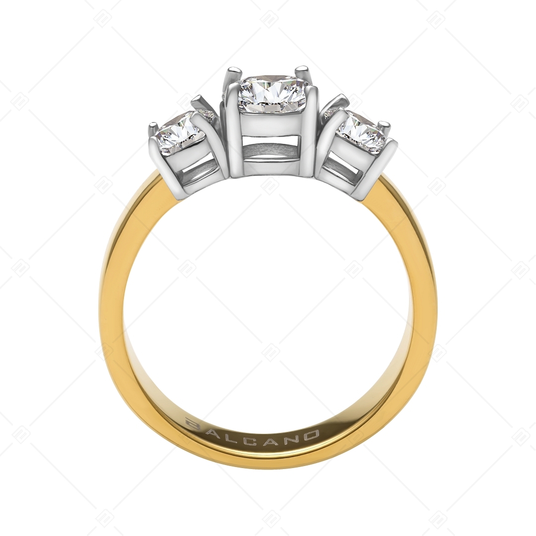 BALCANO - Regina / Three Cubic Zirconia Gemstone Ring in Crown Setting (041107BC88)