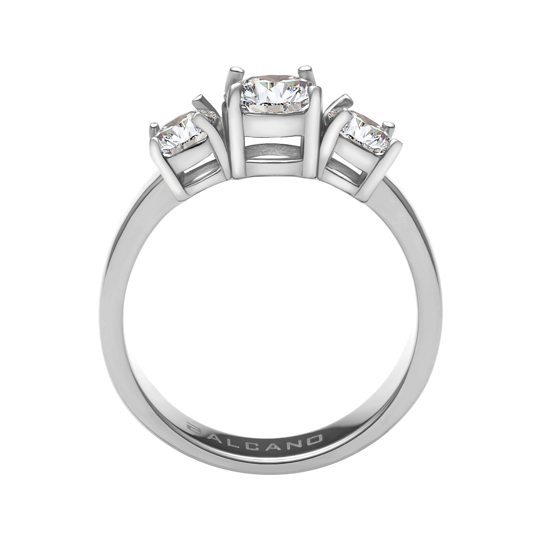 BALCANO - Regina / Three Cubic Zirconia Gemstone Ring in Crown Setting (041107BC97)