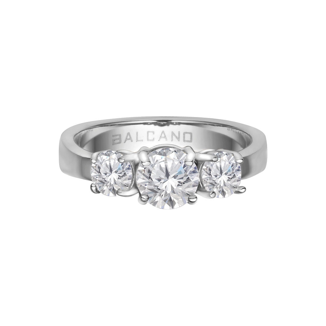 BALCANO - Regina / Three Cubic Zirconia Gemstone Ring in Crown Setting (041107BC97)