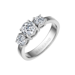 BALCANO - Regina / Three Cubic Zirconia Gemstone Ring in Crown Setting