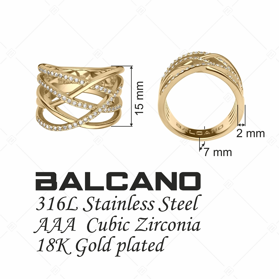 BALCANO - Madonna / 18K Gold Plated Ring With Cubic Zirconia Gemstone (041108BC88)