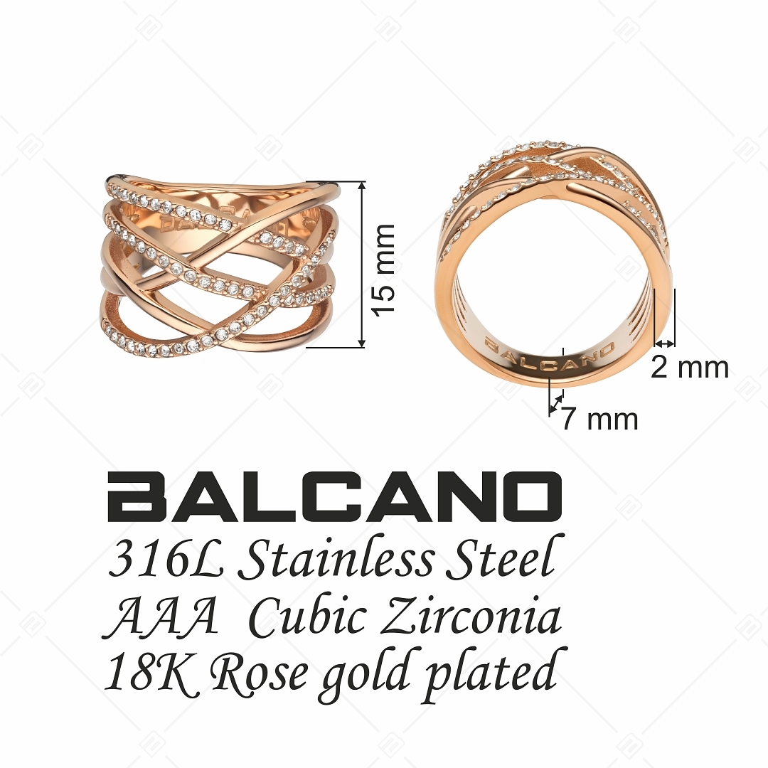 BALCANO - Madonna / Besonderer 18K Rosévergoldeter Ring mit Zirkonia Edelsteinen (041108BC96)