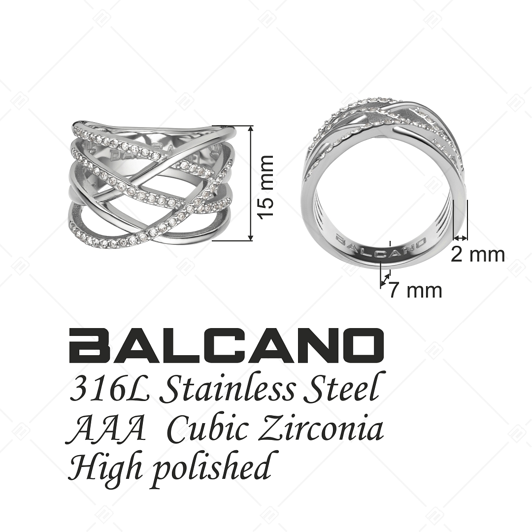 BALCANO - Madonna / Besonderer Edelstahl Ring mit Zirkonia Edelsteinen (041108BC97)