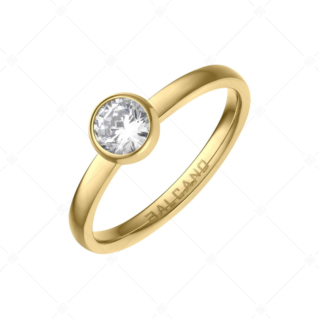 BALCANO - Stella / Round zirconia gemstone 18K gold plated stainless steel ring (041115BC88)