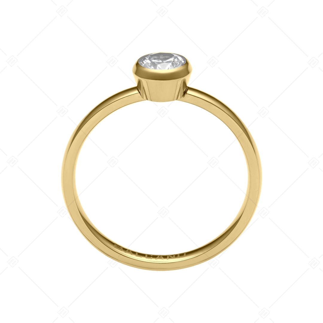 BALCANO - Stella / Round Zirconia Gemstone 18K Gold Plated Stainless Steel Ring (041115BC88)