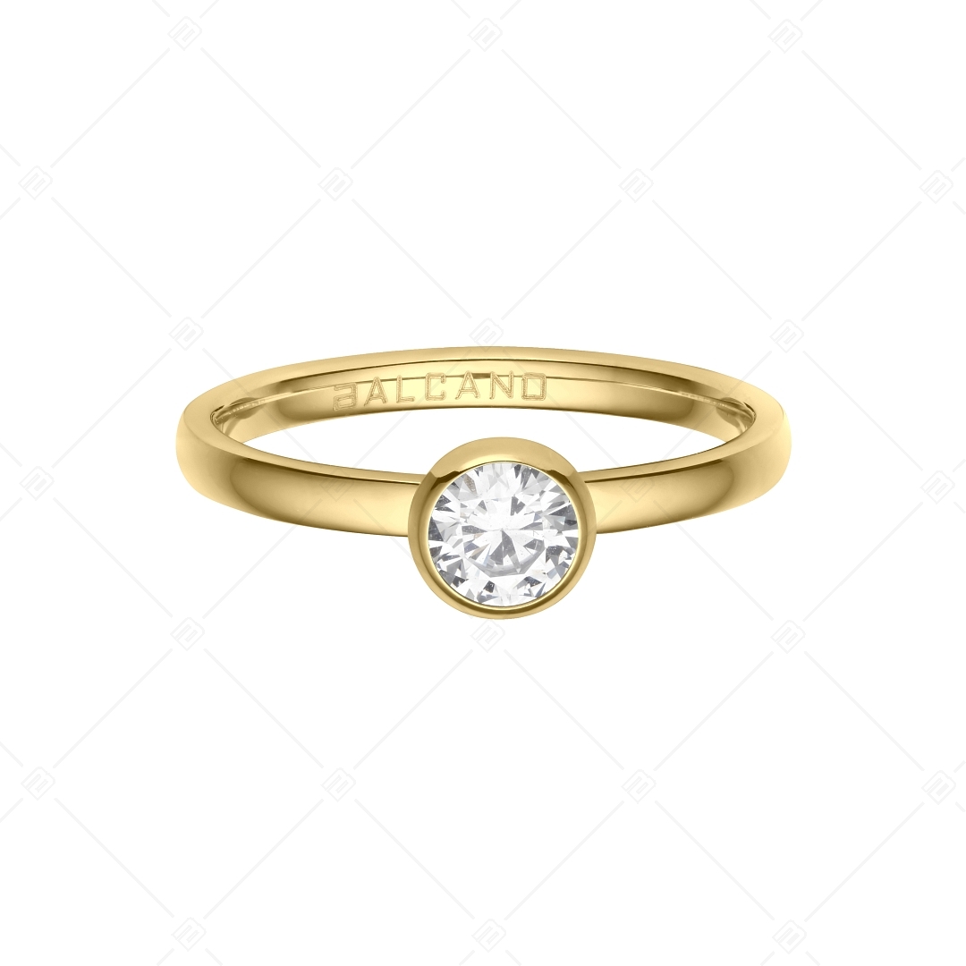 BALCANO - Stella / Runder Zirkonia Edelstein Ring von 18K Vergoldetem Edelstahl (041115BC88)