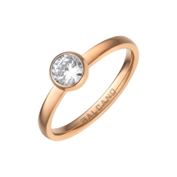 BALCANO - Stella / Round Zirconia Gemstone 18K Rose Gold Plated Stainless Steel Ring