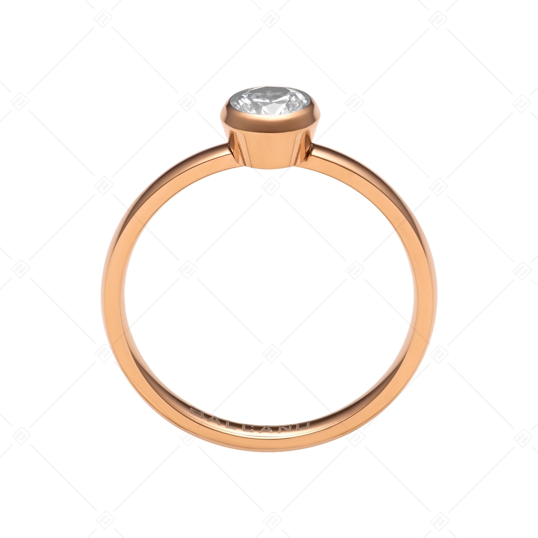BALCANO - Stella / Round zirconia gemstone 18K rose gold plated stainless steel ring (041115BC96)
