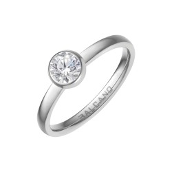 BALCANO - Stella / Round Zirconia Gemstone Ring in Stainless Steel