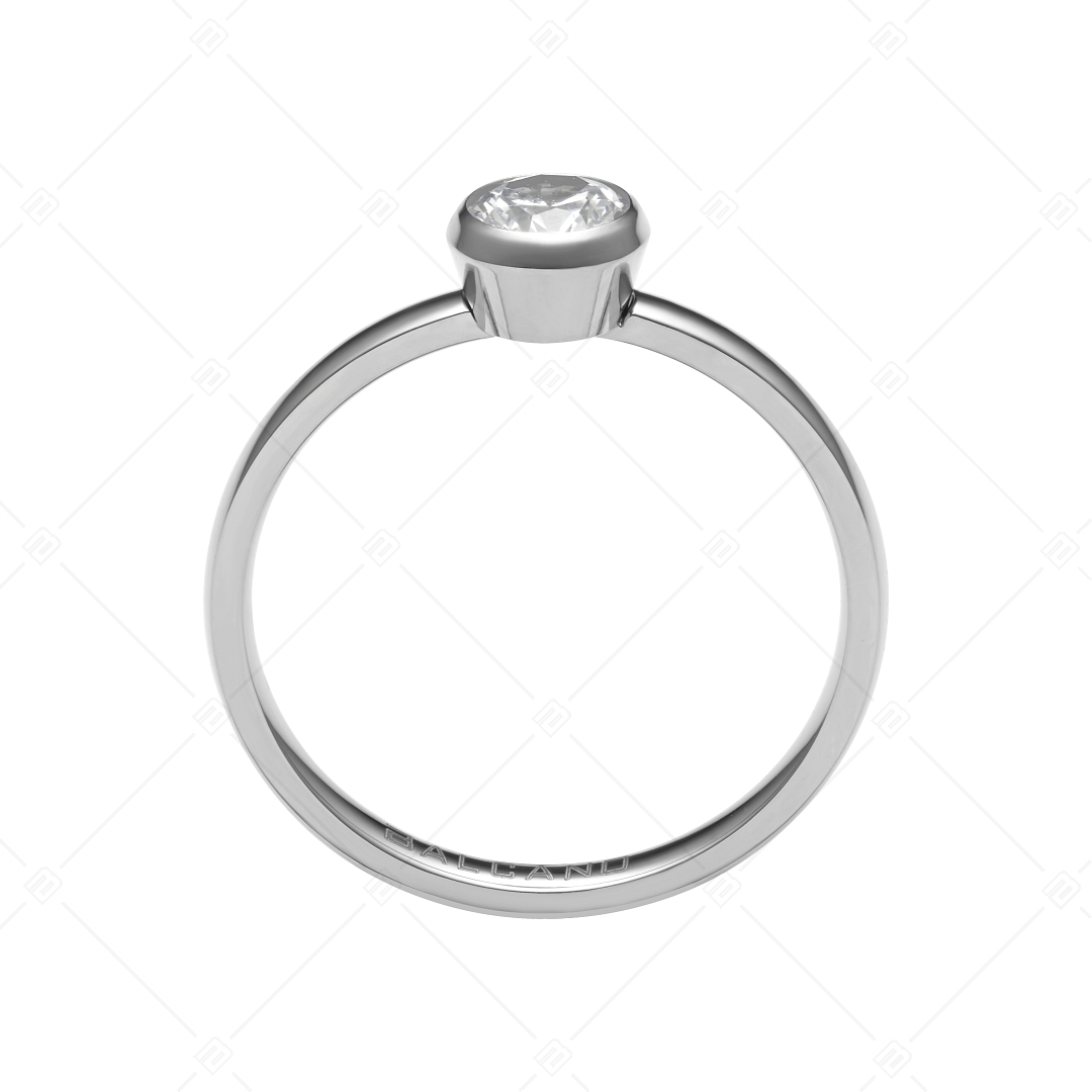 BALCANO - Stella / Round zirconia gemstone ring in stainless steel (041115BC97)