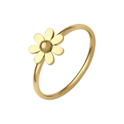 BALCANO - Daisy / Stainless steel ring with flower, 18K gold plated