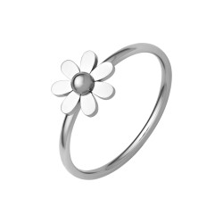 BALCANO - Daisy / Stainless steel ring with flower, high polished