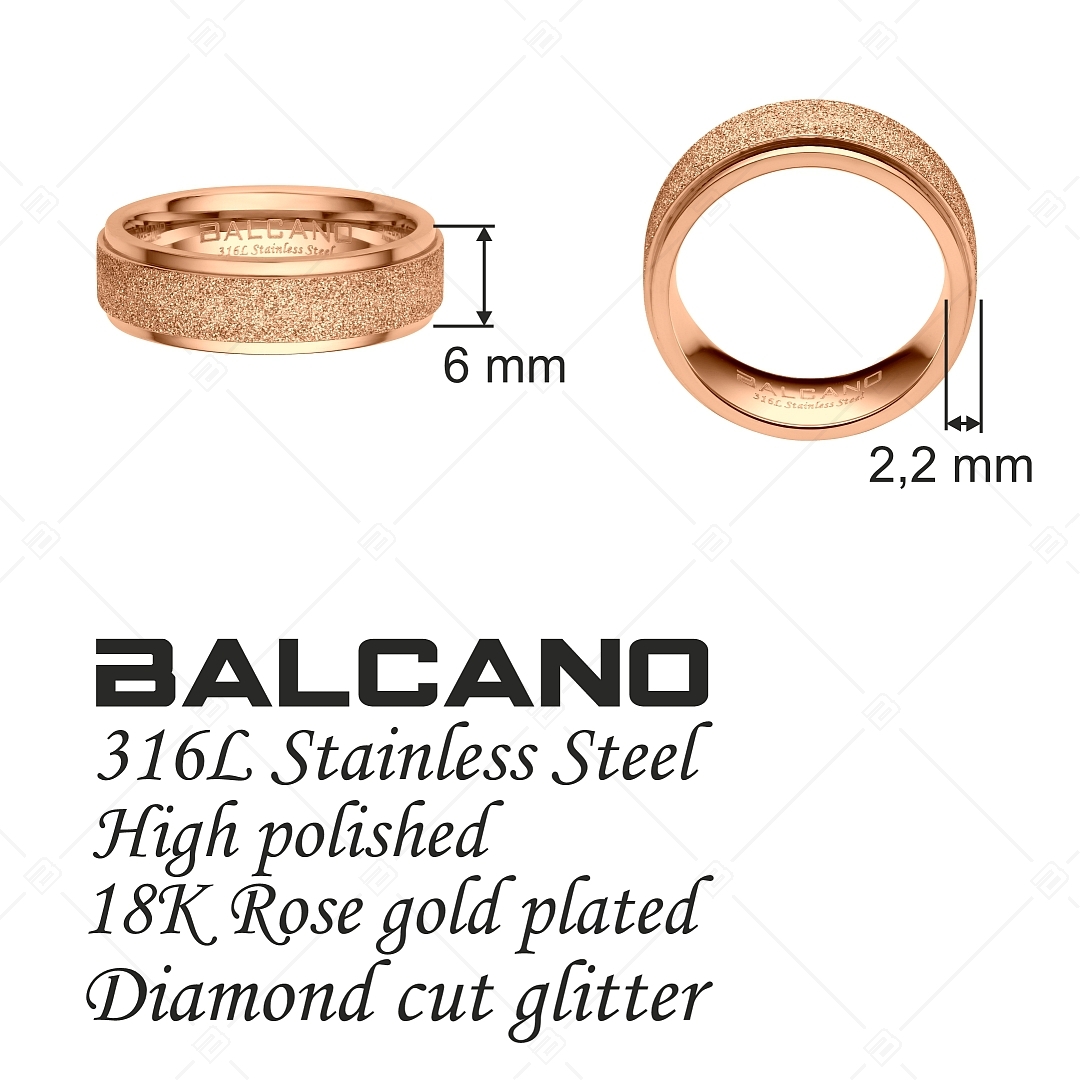 BALCANO - Caprice / Einzigartiger Glitzer Oberfläche Edelstahl Ring und 18K Roségold Beschichtung (041201BC96)