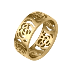 BALCANO - Camilla / 18K Gold Plated Stainless Steel Ring with Pierced Flower Pattern