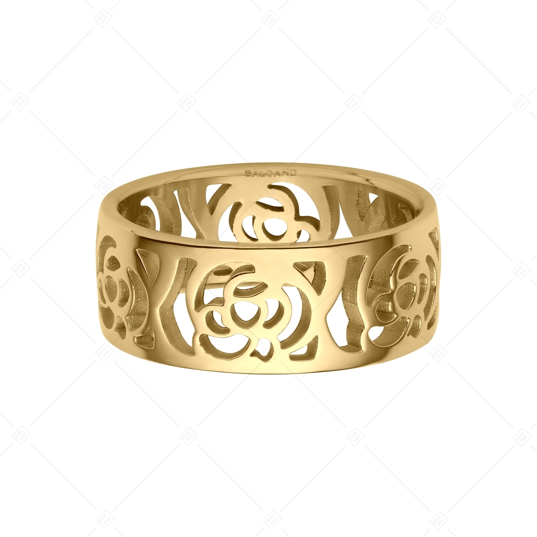 BALCANO - Camilla / 18K Gold Plated Stainless Steel Ring With Pierced Flower Pattern (041204BC88)