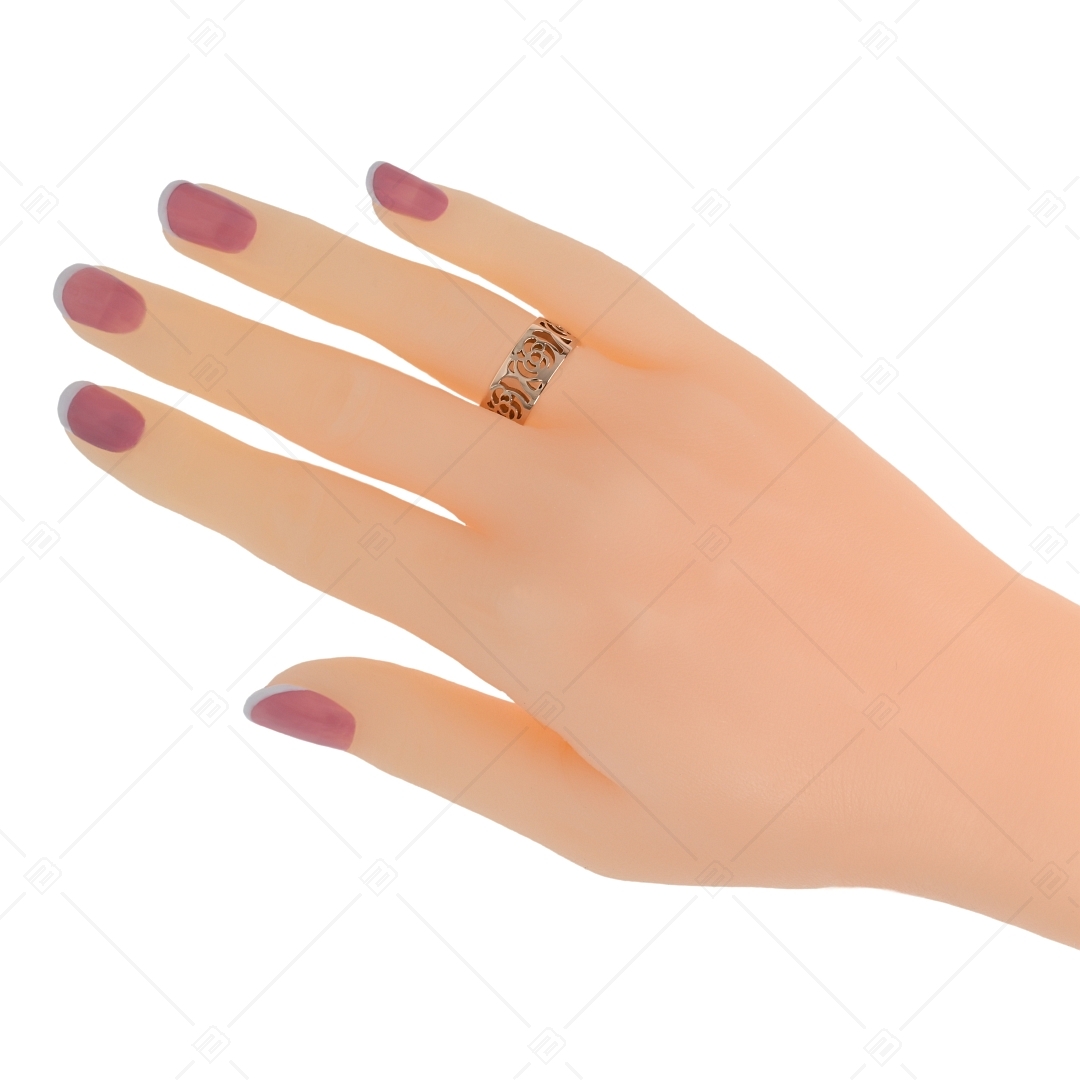 BALCANO - Camilla / 18K Rose Gold Plated Stainless Steel Ring With Pierced Flower Pattern (041204BC96)