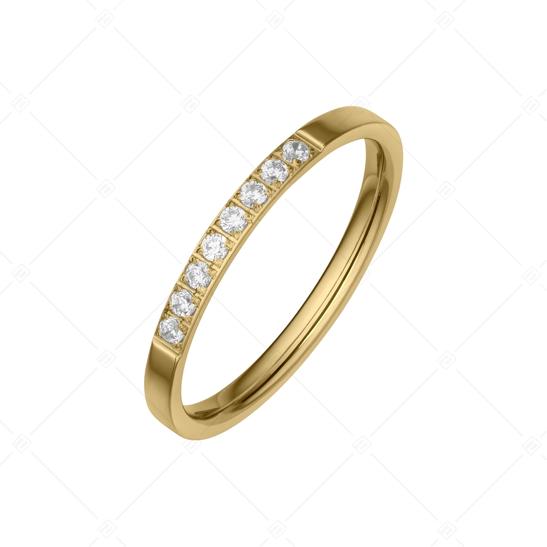 BALCANO - Ella / Dünner Edelstahl Ring mit Zirkonia Kristallen und 18K Gold Beschichtung (041205BC88)