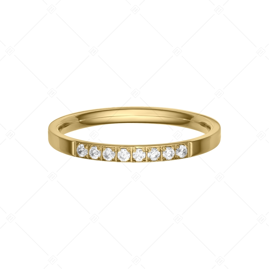 BALCANO - Ella / Dünner Edelstahl Ring mit Zirkonia Kristallen und 18K Gold Beschichtung (041205BC88)