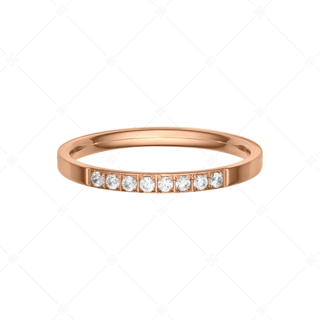 BALCANO - Ella / Dünner Edelstahl Ring mit Zirkonia Kristallen und 18K Rosévergoldung (041205BC96)