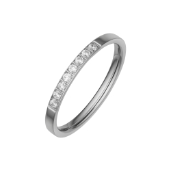 BALCANO - Ella / Thin Stainless Steel Ring with Cubic Zirconia Gemstones, High Polished