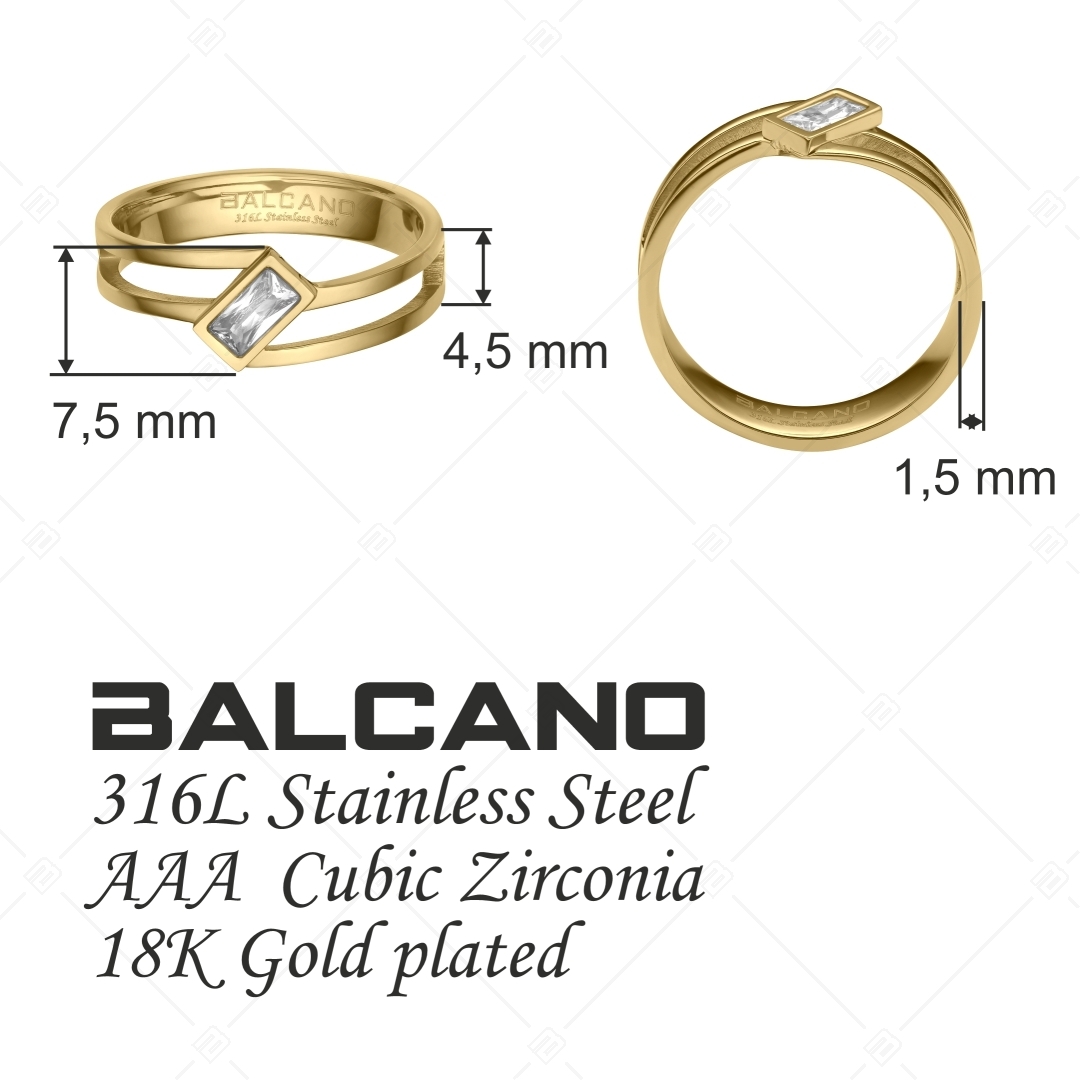 BALCANO - Principessa / Unique 18K gold plated ring with cubic zirconia gemstone (041206BC88)