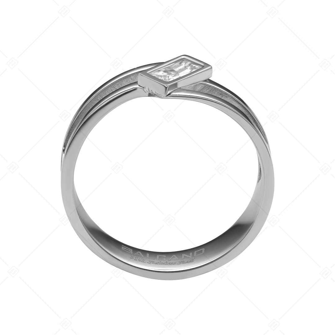 BALCANO - Principessa / Einzigartiger Edelstahl Ring mit Zirkonia Edelstein und Spiegelglanzpolierung (041206BC97)