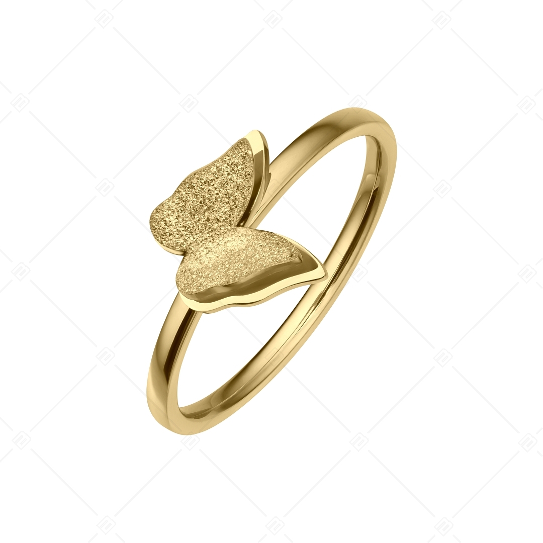 BALCANO - Papillon / 18K vergoldeter Schmetterlings ring mit glitzernden oberfläche (041207BC88)