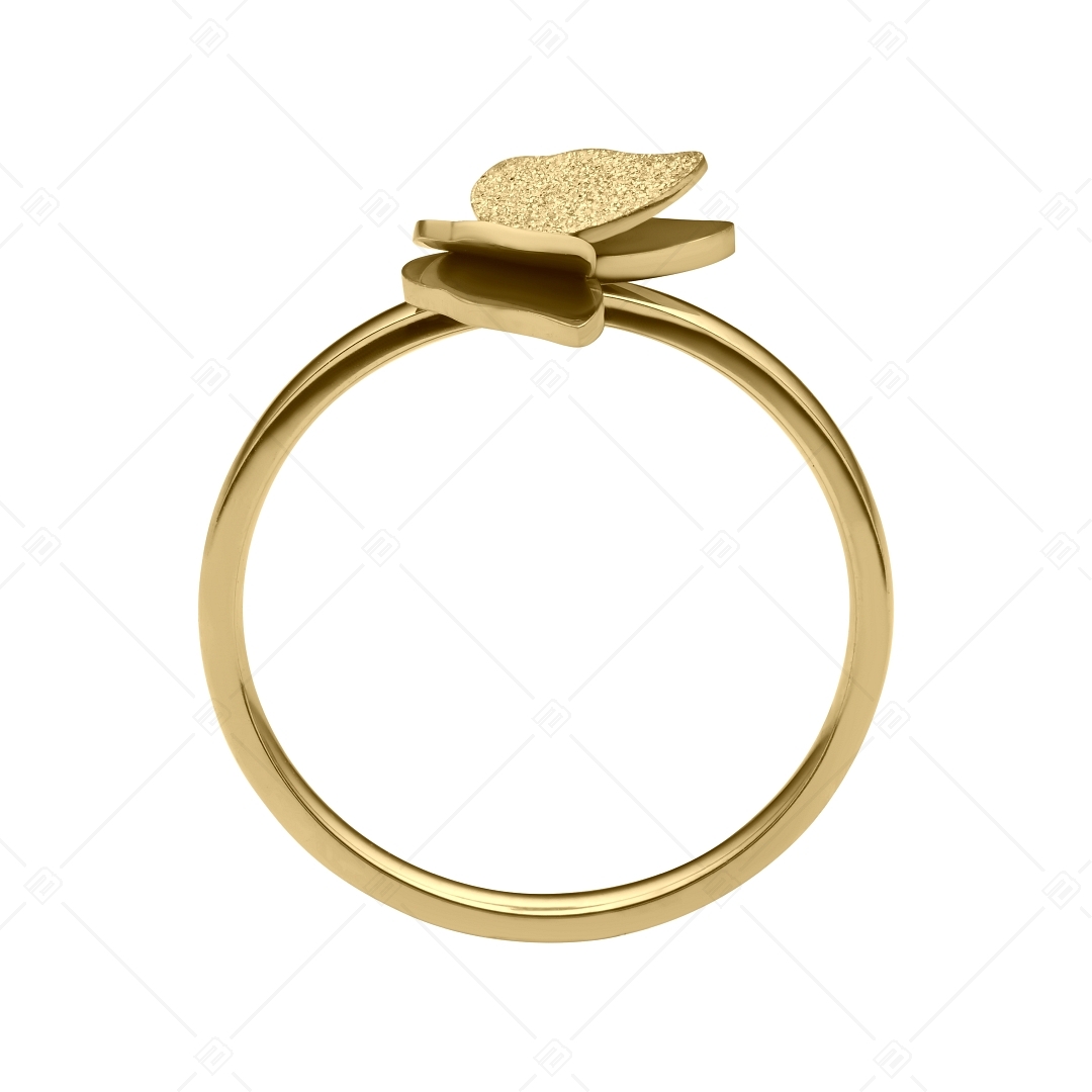 BALCANO - Papillon / 18K vergoldeter Schmetterlings ring mit glitzernden oberfläche (041207BC88)