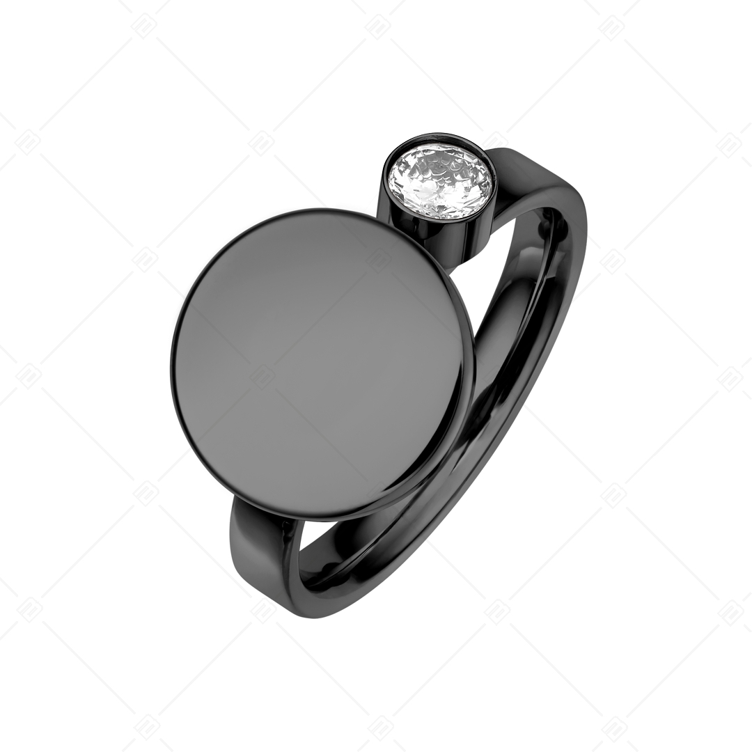 BALCANO - Mila / Gravierbarer Ring mit zirkonia edelstein und schwarzer PVD Beschichtung (041208BC11)