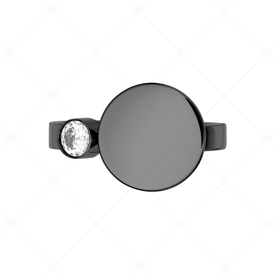BALCANO - Mila / Engravable ring with zirconia gemstone, black PVD plated (041208BC11)