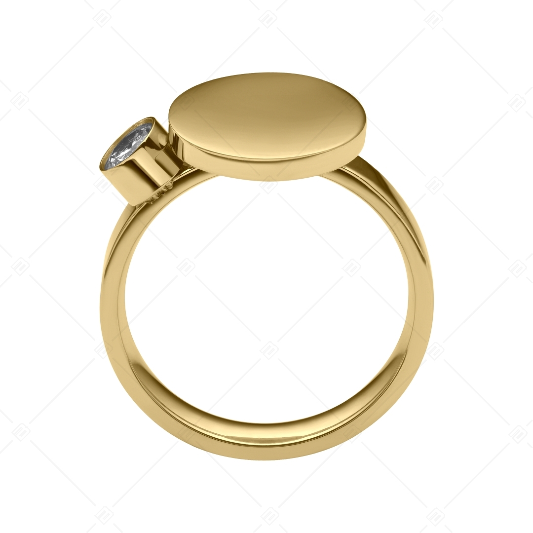 BALCANO - Mila / Engravable ring with zirconia gemstone, 18K gold plated (041208BC88)