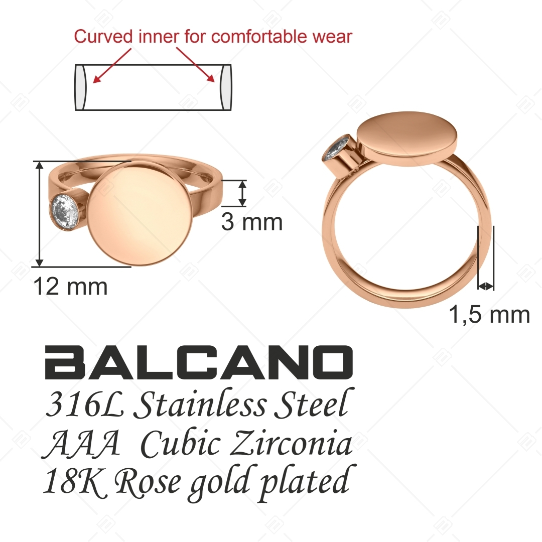BALCANO - Mila / Gravierbarer Ring mit Zirkonia Edelstein und 18K Rosévergoldung (041208BC96)
