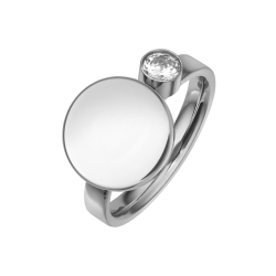 BALCANO - Mila / Engravable Ring with Zirconia Gemstone, With High Polish