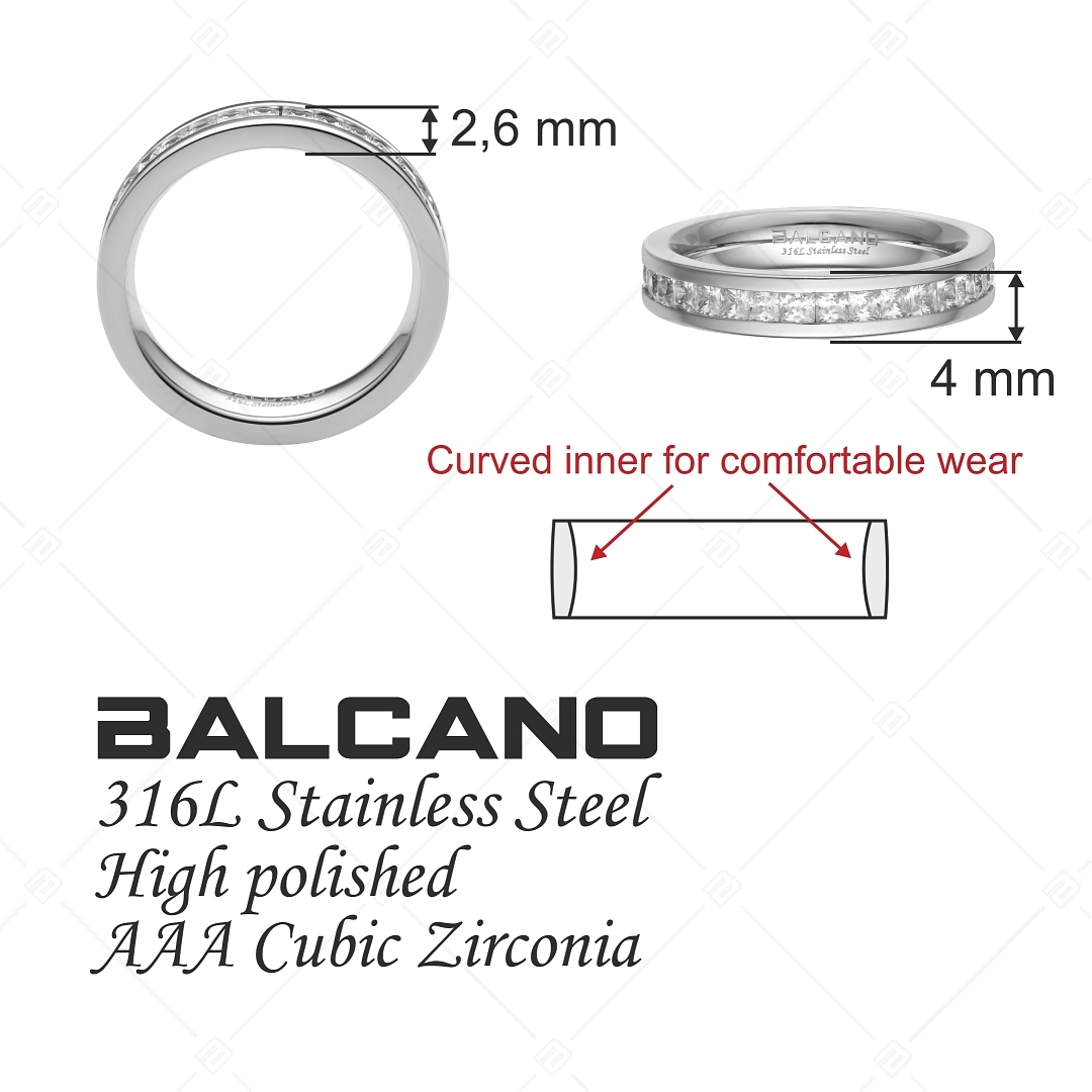 BALCANO - Grazia / Bague en acier inoxydable avec pierre précieuse en zirconium et polissage brillant (041210BC97)